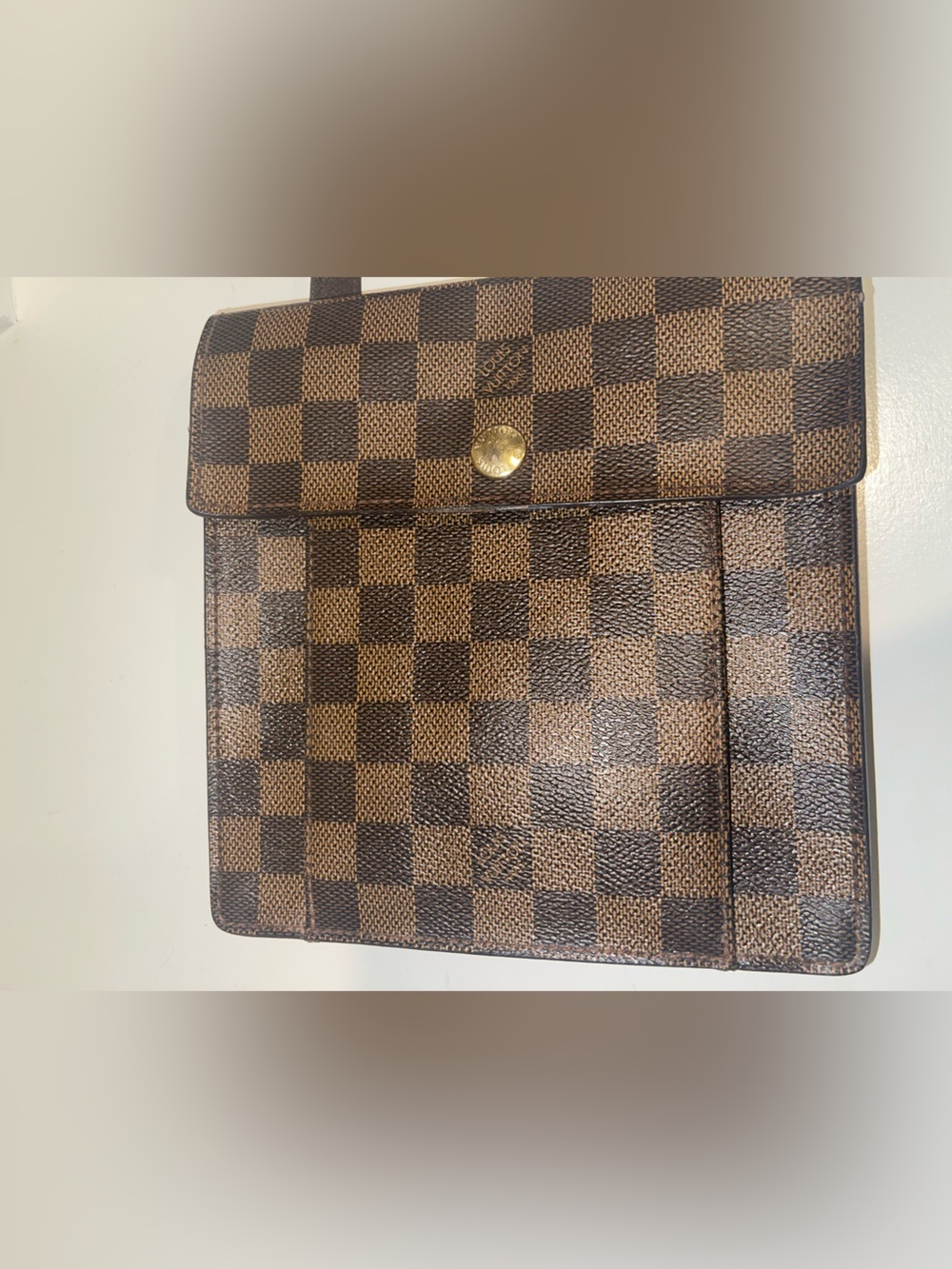 Authentic Vintage Louis Vuitton Damier Ebene Brown Crossbody Gold Hardware Snap - Picture 3 of 16